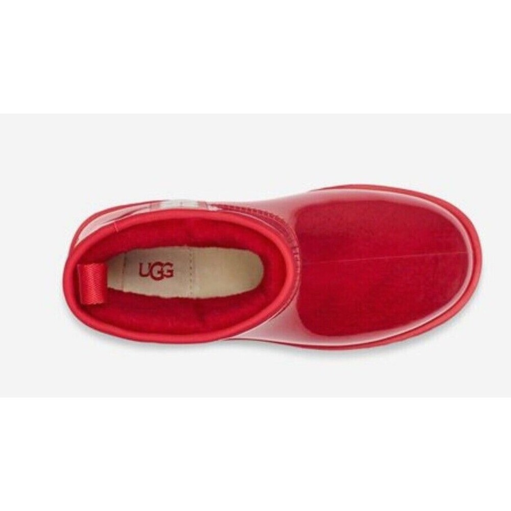 New UGG Classic Clear Mini Women Fashion Boots Size 5 Ribbon Red - Picture 4 of 6